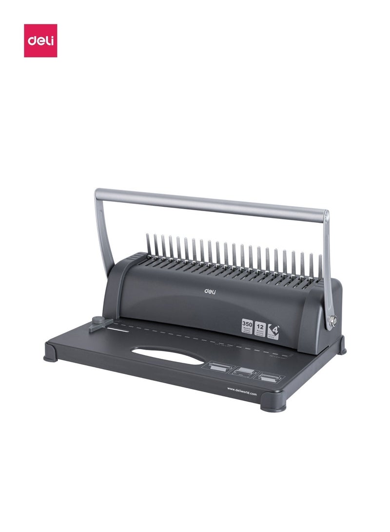 ديلي ماكينة تجليد بلاستيك A4 معدنية موديل 3871، تثقيب 12 ورقة، تجليد حتى 350 ورقة، ماكينة تجليد يدوية قوية - Image 1